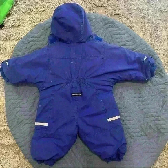 London fog vintage toddler snowsuit blue and yellow white dog pattern - Picture 5 of 6